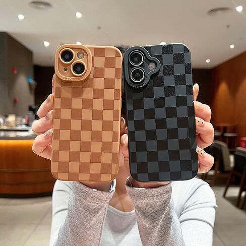 متوافق مع iPhone 15 Pro Case Design Cheghered Pattern for Girls ، وقائية مقاومة للسيليكون الناعمة المصممة لـ iPhone 15 pro case-case in Saudi Arabia