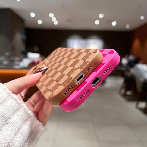 متوافق مع iPhone 15 Pro Case Design Cheghered Pattern for Girls ، وقائية مقاومة للسيليكون الناعمة المصممة لـ iPhone 15 pro case-case in Saudi Arabia