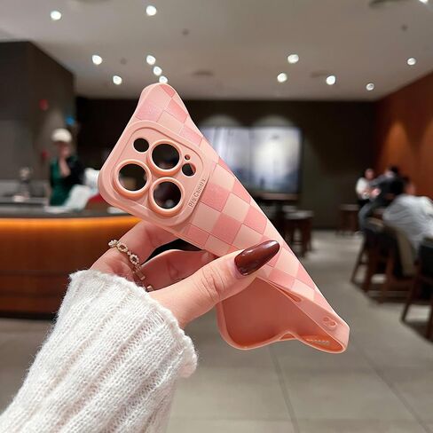متوافق مع iPhone 15 Pro Case Design Cheghered Pattern for Girls ، وقائية مقاومة للسيليكون الناعمة المصممة لـ iPhone 15 pro case-case in Saudi Arabia