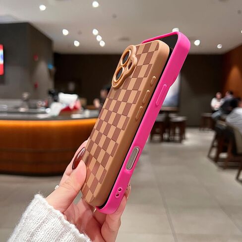 متوافق مع iPhone 15 Pro Case Design Cheghered Pattern for Girls ، وقائية مقاومة للسيليكون الناعمة المصممة لـ iPhone 15 pro case-case in Saudi Arabia