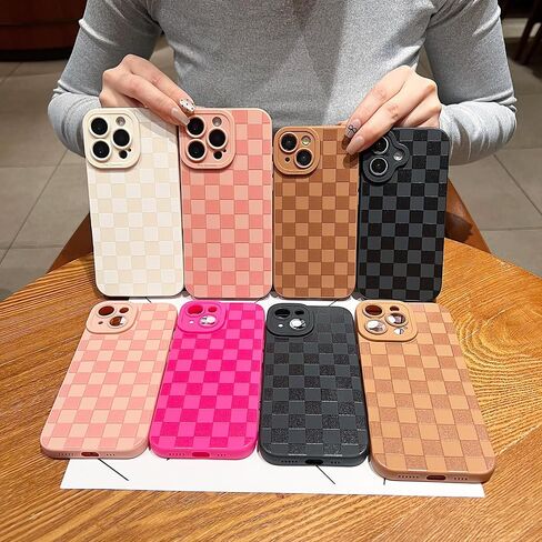 متوافق مع iPhone 15 Pro Case Design Cheghered Pattern for Girls ، وقائية مقاومة للسيليكون الناعمة المصممة لـ iPhone 15 pro case-case in Saudi Arabia