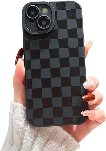 متوافق مع iPhone 15 Pro Case Design Cheghered Pattern for Girls ، وقائية مقاومة للسيليكون الناعمة المصممة لـ iPhone 15 pro case-case in Saudi Arabia