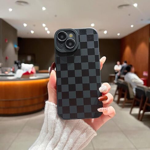 متوافق مع iPhone 15 Pro Case Design Cheghered Pattern for Girls ، وقائية مقاومة للسيليكون الناعمة المصممة لـ iPhone 15 pro case-case in Saudi Arabia