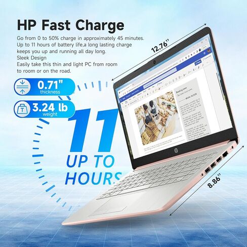 HP 14" Laptop Computer, Intel Processor N150, 16GB RAM, 384 GB Storage(128GB UFS+256GB MSD), Windows11 Pro, Wi-Fi 6, Lightweight, Green in Saudi Arabia