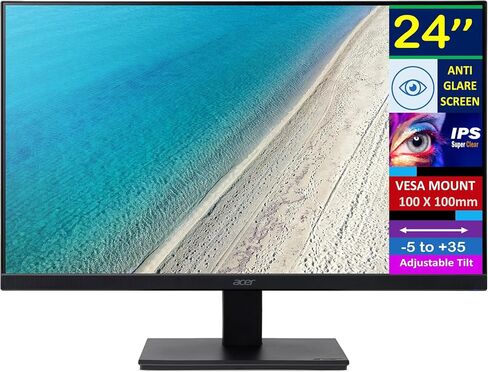 Acer 24 "Vero V247Y GBMIX FHD IPS شاشة مع وقت استجابة 4 مللي ثانية ، مضاد للشفقة ، المزامنة التكيفية ، مكبرات صوت متكاملة ، جبل VESA (100x100mm) ، HDMI ، Black (um.qv7aa.g03) (متجدد) in Kuwait