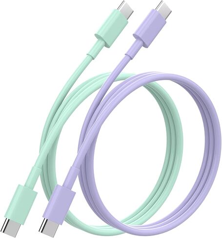 2Pack USB C Cable 60W 6ft USB Type C Cable Fast Charging Cable for iPhone 16/16 Plus/16 Pro Max/15/15 Plus/15 Pro Max ، Macbook Pro ، iPad Pro Air ، Samsung S24/S24 Ultra/S23 (Green/Purple) in Saudi Arabia