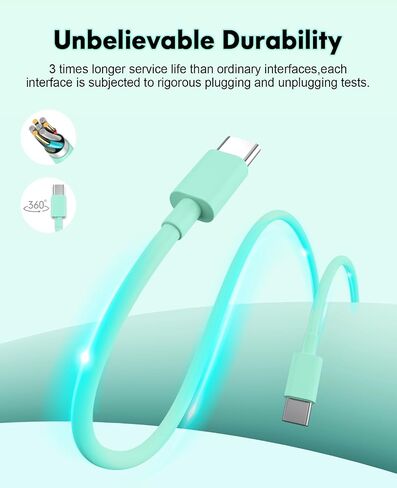 2Pack USB C Cable 60W 6ft USB Type C Cable Fast Charging Cable for iPhone 16/16 Plus/16 Pro Max/15/15 Plus/15 Pro Max ، Macbook Pro ، iPad Pro Air ، Samsung S24/S24 Ultra/S23 (Green/Purple) in Saudi Arabia