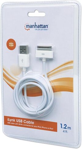 Manhattan 391856 A Male to 30 pin pin ، cable ilynk USB for iPhone ، iPod ، White (4 ver) in Kuwait