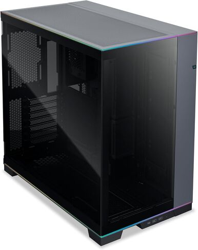 حافظة كمبيوتر مكتبي للالعاب من ليان لي O11 - هيكل برج متوسط مع وضع وتكوين مرنين، لوحة من الزجاج المقسى، منفذ USB نوع سي، ادارة سهلة للكابلات (رمادي هاربور) in Kuwait