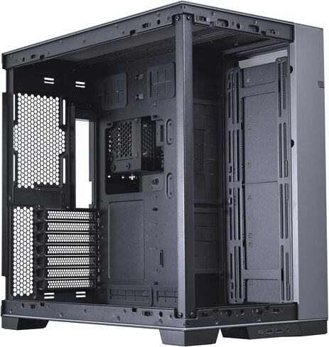 حافظة كمبيوتر مكتبي للالعاب من ليان لي O11 - هيكل برج متوسط مع وضع وتكوين مرنين، لوحة من الزجاج المقسى، منفذ USB نوع سي، ادارة سهلة للكابلات (رمادي هاربور) in Kuwait