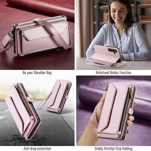 Asuwish Phone Case for Samsung Galaxy A16 5G/4G SHIPPER WALLET WALLET مع واقي شاشة زجاجي مقسى وقلبه الجلدي RFID CORDICK CASL CARD Accessories A 16 Women Girls Purple in Saudi Arabia