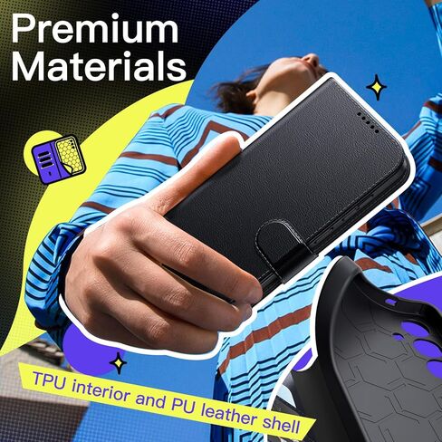 حالة محفظة Jetech لـ Samsung Galaxy S24 5G ، وغطاء مقرب من الجلد المغناطيسي مع حامل البطاقة ، وميزة حامل ، وحماية كاملة من الكاميرا (أسود) in Kuwait