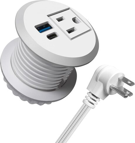 2 بوصة سطح المكتب Grommet مع 20W USB-C ، منفذ مكتب سريع الشحن المريح للمؤتمرات كونترتوب خزانة الأثاث ، سلك التمديد 6.5 قدم ، 45 درجة قابس مسطح ، ETL المدرجة in Kuwait