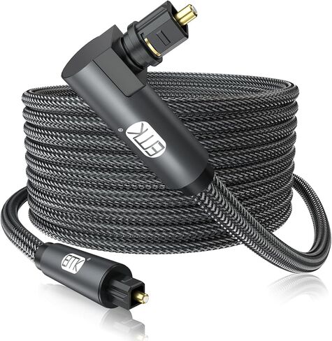 EMK Digital Optical Audio Cable Outer Diameter:7.0MM Toslink Optical Cable Genuine Leather 24K Gold-Plated Connector Ultra Durable Nylon Braided Jacket Flexible Fiber Optic Cord for Home Theater 15ft in Saudi Arabia