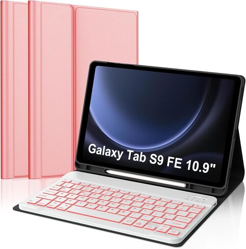 حالة لوحة المفاتيح لـ Samsung Galaxy Tab S10 Fe/ S9 Fe 5G 10g 10g/ Tab S9 11 بوصة ، 7 بوصة ، لوحة مفاتيح بلوتوث لاسلكية قابلة للفصل ، غطاء ذكي قلم نحيف مع حامل القلم ، نوم الاستيقاظ التلقائي ، الأسود in Kuwait