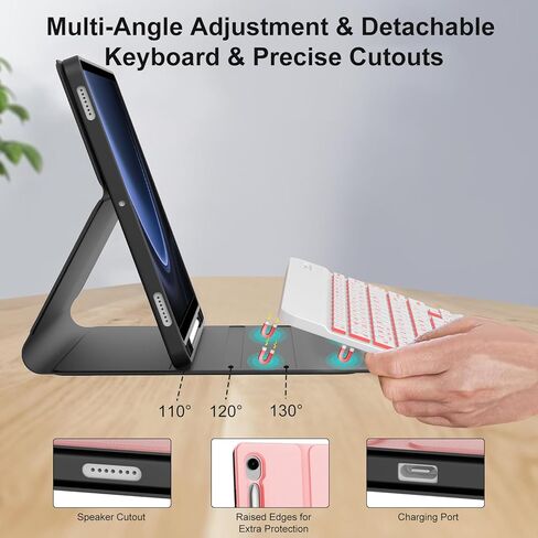 حالة لوحة المفاتيح لـ Samsung Galaxy Tab S10 Fe/ S9 Fe 5G 10g 10g/ Tab S9 11 بوصة ، 7 بوصة ، لوحة مفاتيح بلوتوث لاسلكية قابلة للفصل ، غطاء ذكي قلم نحيف مع حامل القلم ، نوم الاستيقاظ التلقائي ، الأسود in Kuwait