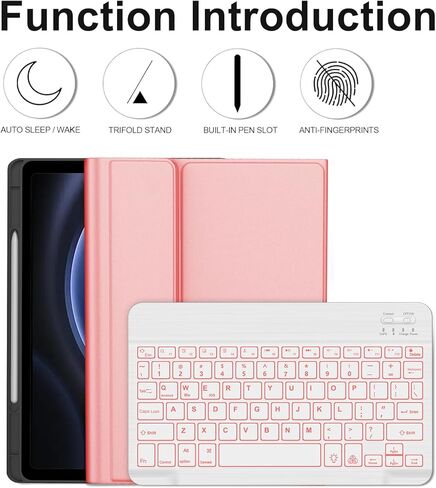 حالة لوحة المفاتيح لـ Samsung Galaxy Tab S10 Fe/ S9 Fe 5G 10g 10g/ Tab S9 11 بوصة ، 7 بوصة ، لوحة مفاتيح بلوتوث لاسلكية قابلة للفصل ، غطاء ذكي قلم نحيف مع حامل القلم ، نوم الاستيقاظ التلقائي ، الأسود in Kuwait