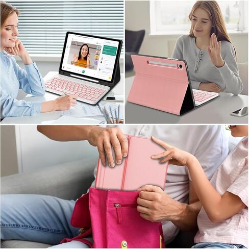 حالة لوحة المفاتيح لـ Samsung Galaxy Tab S10 Fe/ S9 Fe 5G 10g 10g/ Tab S9 11 بوصة ، 7 بوصة ، لوحة مفاتيح بلوتوث لاسلكية قابلة للفصل ، غطاء ذكي قلم نحيف مع حامل القلم ، نوم الاستيقاظ التلقائي ، الأسود in Kuwait