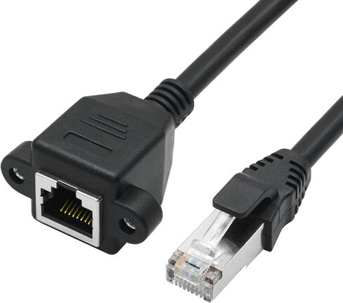 2Pcs Cat6 Ethernet Extension Cable 3FT, RJ45 Male to Female Ethernet Panel Mount with Screw Extension Shielded Cable, Compatibility Cat5e, Cat5, for PC, Laptop, Router, Smart TV, Network Switch etc in Kuwait