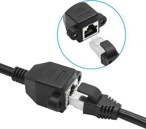 2Pcs Cat6 Ethernet Extension Cable 3FT, RJ45 Male to Female Ethernet Panel Mount with Screw Extension Shielded Cable, Compatibility Cat5e, Cat5, for PC, Laptop, Router, Smart TV, Network Switch etc in Kuwait
