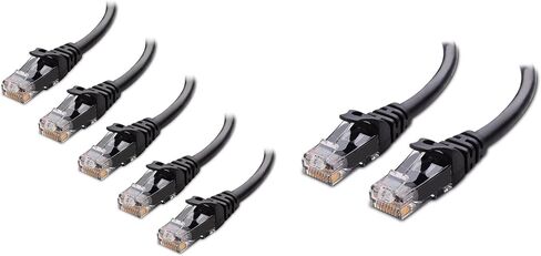 Cable Matters 1-Pack 10Gbps Snagless Cat 6 Ethernet Cable 3 ft in Black & 10Gbps 5-Pack Snagless Short Cat 6 Ethernet Cable 3 ft in Black in Saudi Arabia