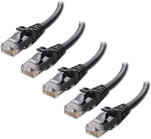 Cable Matters 1-Pack 10Gbps Snagless Cat 6 Ethernet Cable 3 ft in Black & 10Gbps 5-Pack Snagless Short Cat 6 Ethernet Cable 3 ft in Black in Saudi Arabia
