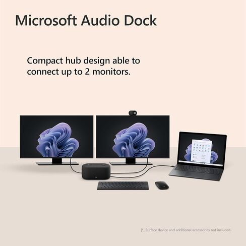 Microsoft Audio Dock-معتمدة Teams ، USB-C Dock ، HDMI 2.0 ، USB-A ، USB-C X 2 ، شحن النجاح ، هاتف مكبر صوت الصوت ، يعمل مع الفرق ، Zoom ، و Google Meet Apps (متجددة) in Kuwait