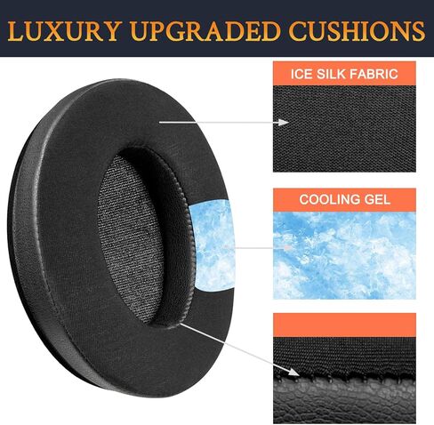 SOULWIT Earpads Replacement for Sennheiser HD201/HD201S/HD206/HD200 Pro/HD180/HD418/HD419/HD421/HD428/HD429/HD438/HD439/HD448/HD449/HD451/HD461/HD471 Headphones, Ear Pad Cushions with Ice Silk Fabric in Saudi Arabia