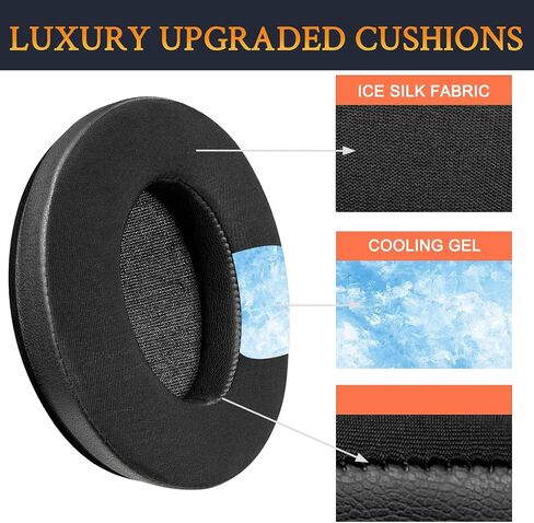 SOULWIT Earpads Replacement for Sennheiser HD201/HD201S/HD206/HD200 Pro/HD180/HD418/HD419/HD421/HD428/HD429/HD438/HD439/HD448/HD449/HD451/HD461/HD471 Headphones, Ear Pad Cushions with Ice Silk Fabric in Saudi Arabia