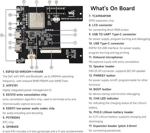 ESP32-S3 Smart 86 Box Box Board ، Onboard 4inch 480 × 480 بكسل شاشة لمس ، يدعم 2.4 جيجا هرتز Wi-Fi و Bluetooth Ble 5 ، يمكّن IoT Smart Living & Industrial Industrial in Kuwait