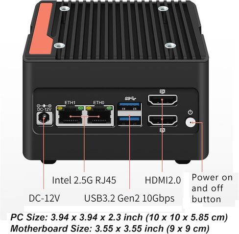 Stonestorm 4-bay NAS Mini PC Dual 2.5GBE I226-V LAN ، 12th Gen. N100 مع DDR5 MAX 48GB ، 4 M.2 NVME 2280 ، عرض مزدوج 4K ، 2 USB3.2 10GBPs لجهاز الكمبيوتر/الجدار الدقيق (Barbone) in Kuwait
