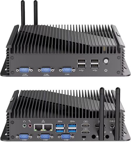 Weidian Industrial Mini PC ، Computer Corper I5 1235U ، Mini Computer Fan Cooling Win 11 ، 4K Triple Display 2HD+DP ، 2RJ45 LAN ، 6RS232 COM ، 8USB ، WIFI6 ، BT5.2 (64GB RAM 512GB SSD) in Kuwait
