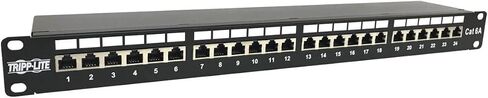TRIPP LITE 24-PORT CAT6A لوحة تصحيح محمية ، RJ45 ، 10 جيجابت في الثانية ، STP ، 110 Punch Down ، 1U Rackmount Standard 19 بوصة ، TAA متوافق ، (N252-024-6A-SH) in Kuwait