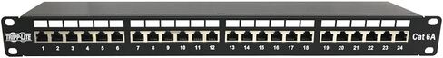 TRIPP LITE 24-PORT CAT6A لوحة تصحيح محمية ، RJ45 ، 10 جيجابت في الثانية ، STP ، 110 Punch Down ، 1U Rackmount Standard 19 بوصة ، TAA متوافق ، (N252-024-6A-SH) in Kuwait