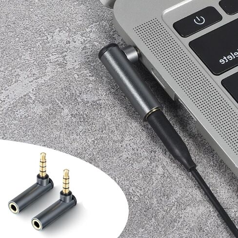 2 Pack Right Angle 3.5mm Audio Adapter 90 Degree Male to Female Audio Adapter Stereo Jack Plug Connector for Headsets, Tablets, MP3 Players, Speakers in Saudi Arabia