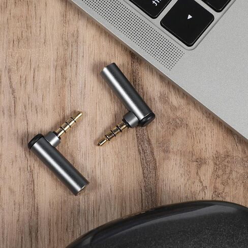 2 Pack Right Angle 3.5mm Audio Adapter 90 Degree Male to Female Audio Adapter Stereo Jack Plug Connector for Headsets, Tablets, MP3 Players, Speakers in Saudi Arabia