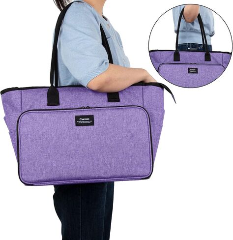 CURMIO Yarn Storage Bag, Knitting Bag for WIP Project, Crochet Hooks, Knitting Needles(up to 14"/35.5cm) and Yarn Skeins, Dandelion(Bag Only) in Kuwait