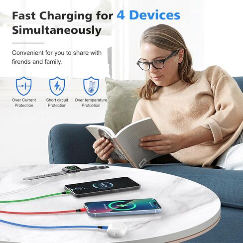 شاحن أساسيات السفر لشاحن Apple Watch - USB C لـ iPhone 16 Pro Max ، شحن كابل لشاحن iPhone 14 Pro Max - كبل Micro USB للكاميرا ، Kindle Paperwhite 7th in Kuwait
