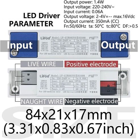 No Flicker LED DRIVER 2-4V 300MA 350MA 600MA 700MA LF-GIRXXXYS Series AC 220-240V HIGH PF LED SENVERT 1PCS (2.4W 600MA) in Saudi Arabia
