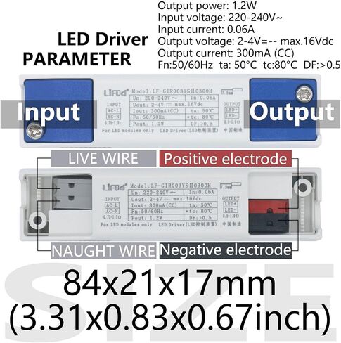 No Flicker LED DRIVER 2-4V 300MA 350MA 600MA 700MA LF-GIRXXXYS Series AC 220-240V HIGH PF LED SENVERT 1PCS (2.4W 600MA) in Saudi Arabia