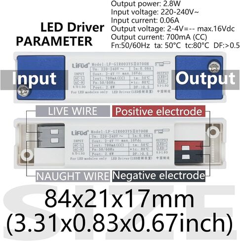 No Flicker LED DRIVER 2-4V 300MA 350MA 600MA 700MA LF-GIRXXXYS Series AC 220-240V HIGH PF LED SENVERT 1PCS (2.4W 600MA) in Saudi Arabia