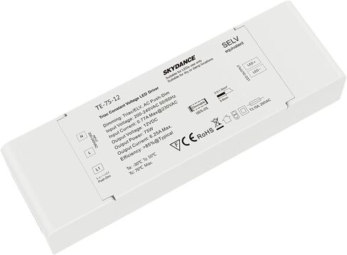 LED Triac Dimming Driver 75W AC 230V 220V to 12V 24V Constant Voltage PWM Digital Dimmable Triac LED Driver 12V 24V for Light(TE-75-12) in Saudi Arabia