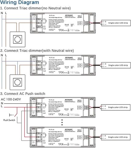 LED Triac Dimming Driver 75W AC 230V 220V to 12V 24V Constant Voltage PWM Digital Dimmable Triac LED Driver 12V 24V for Light(TE-75-12) in Saudi Arabia