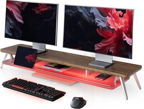 Fenge Dual Monitor Stand ، 2 Tiers Rester Monitor Riser مع مصابيح LED التحكم in Kuwait