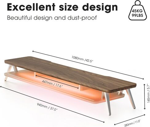 Fenge Dual Monitor Stand ، 2 Tiers Rester Monitor Riser مع مصابيح LED التحكم in Kuwait