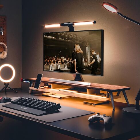 Fenge Dual Monitor Stand ، 2 Tiers Rester Monitor Riser مع مصابيح LED التحكم in Kuwait