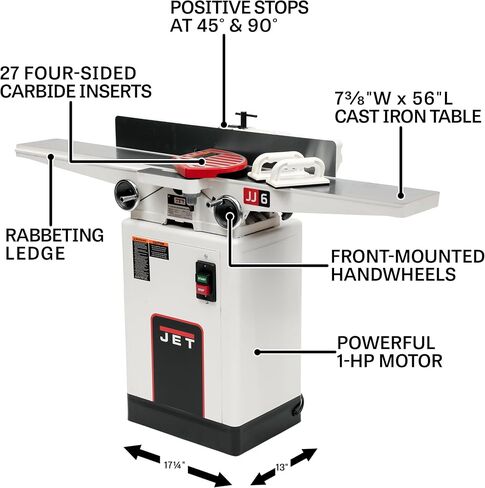 JET JJ-6HHDX, 6-Inch Long Bed Jointer, Helical Head, 1Ph 115/230V (708466DXK) in Saudi Arabia