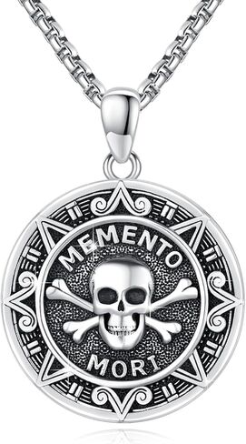 قلادة جمجمة للرجال من الفضة الإسترليني عيار 925 قلادة جمجمة على شكل جمجمة هدايا مجوهرات قوطية لذكرى عيد الميلاد in Kuwait