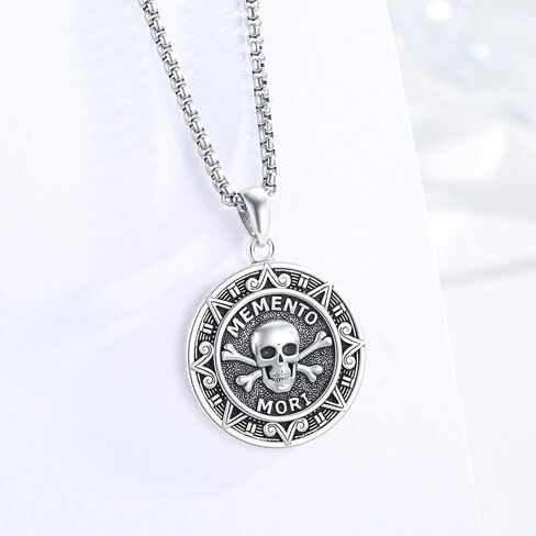 قلادة جمجمة للرجال من الفضة الإسترليني عيار 925 قلادة جمجمة على شكل جمجمة هدايا مجوهرات قوطية لذكرى عيد الميلاد in Kuwait