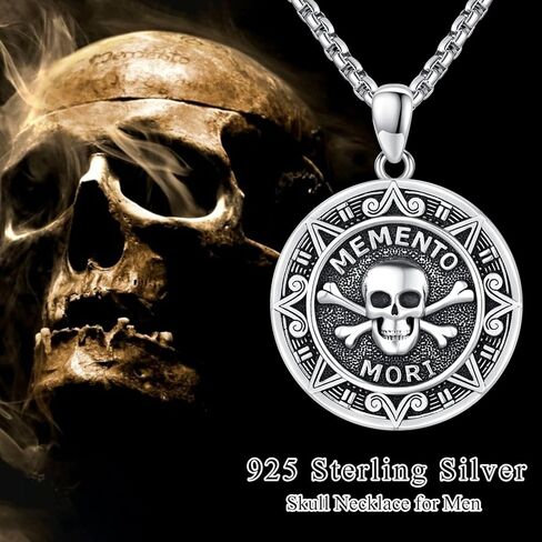 قلادة جمجمة للرجال من الفضة الإسترليني عيار 925 قلادة جمجمة على شكل جمجمة هدايا مجوهرات قوطية لذكرى عيد الميلاد in Kuwait